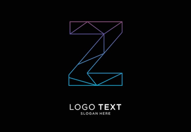 Z letter logo líneas irregulares tecnología de color degradado