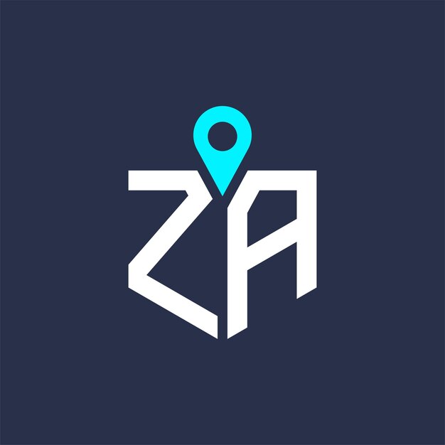 ZA Diseño de logotipo de ubicación para reclutamiento y navegación Carta ZA Icono vectorial del logotipo
