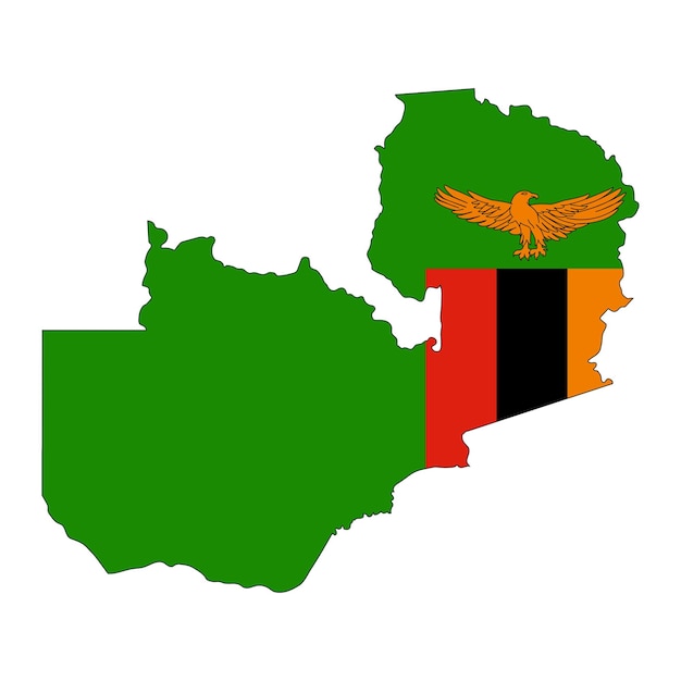 Zambia mapa silueta con bandera aislado sobre fondo blanco.