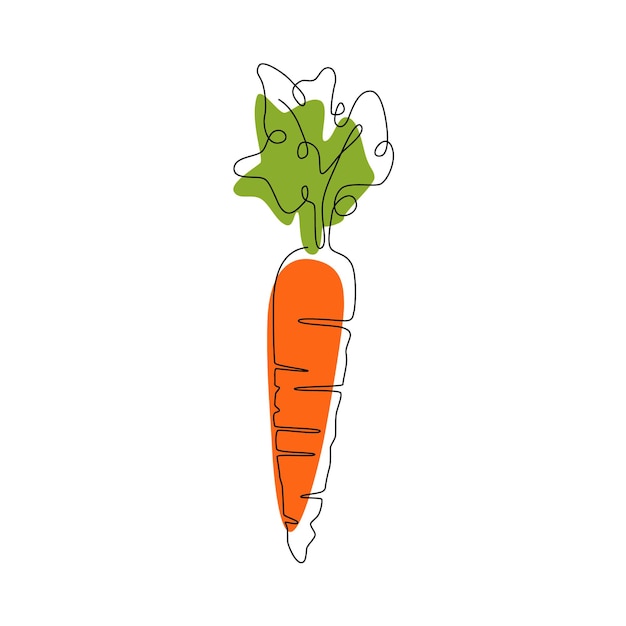 Zanahoria estilizada aislada sobre fondo blanco logotipo o símbolo de icono de vector de una línea