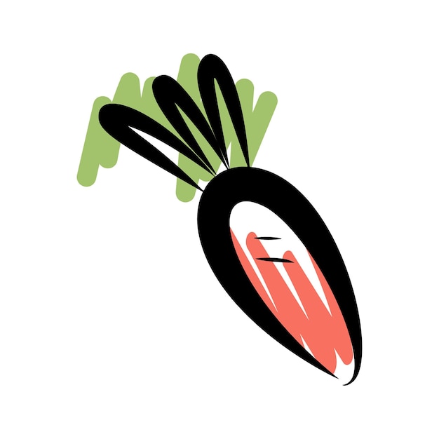 Zanahoria en estilo garabato dibujado a mano lineal
