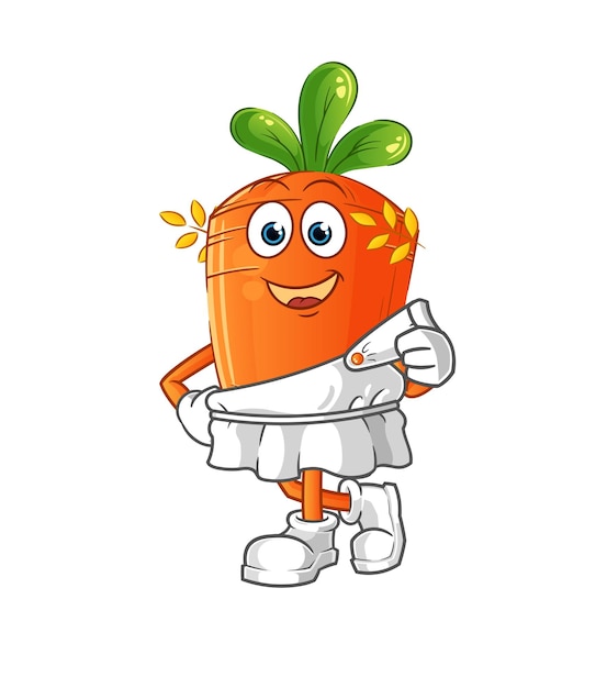 Zanahoria con vector de mascota de dibujos animados de ropa griega