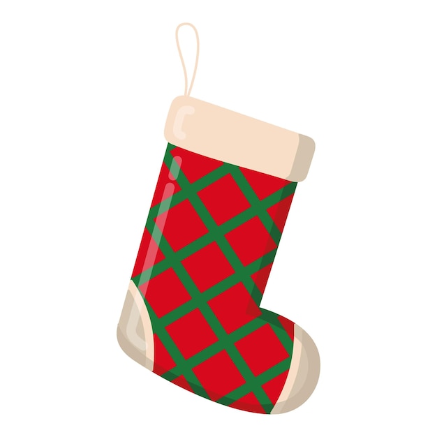 Zapatero de papá noel rojo para regalos de navidad sobre la chimenea juguete de árbol de navidad vector ilustración de navidad