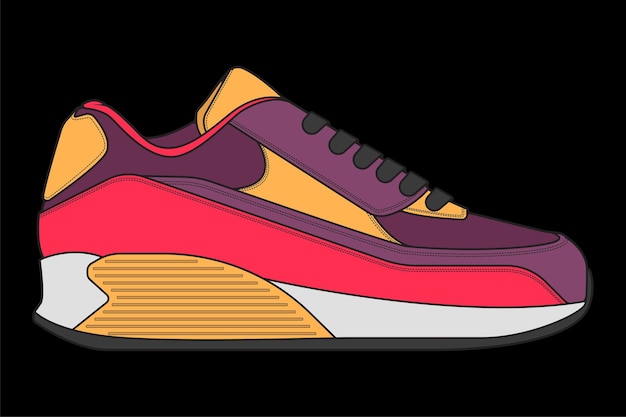 Zapatilla de deporte Concepto Diseño plano Ilustración vectorial Zapatillas de deporte en estilo plano