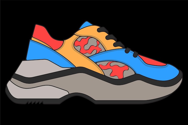 Zapatilla de deporte Concepto Diseño plano Ilustración vectorial Zapatillas de deporte en estilo plano