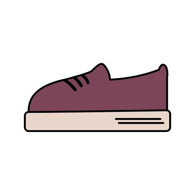 zapatilla de deporte de encaje estilizada de colores en suela plana en estilo minimalista concepto de etiqueta de icono de pegatina