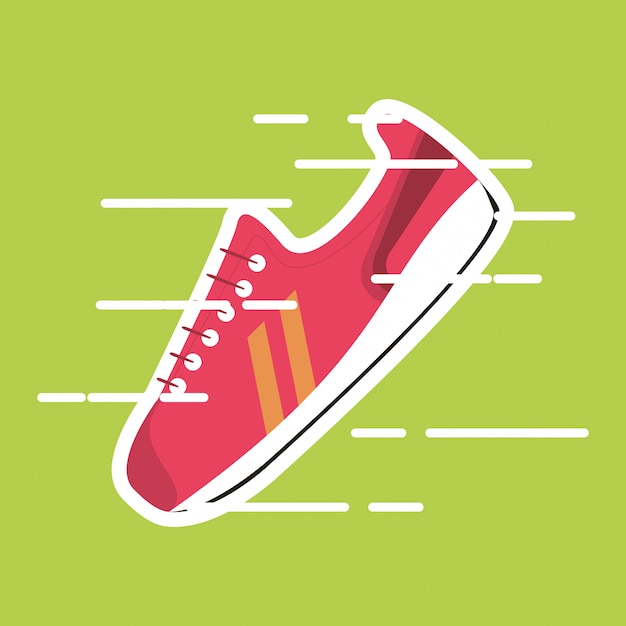 zapatilla de deporte en fondo verde