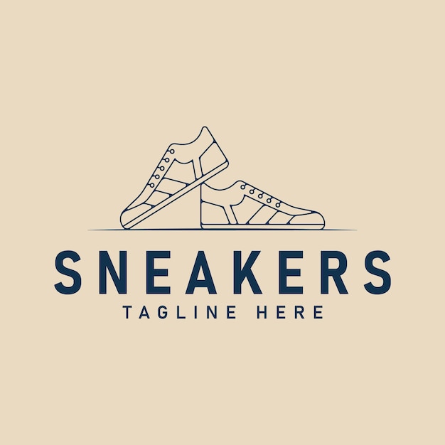 Zapatilla zapato logo línea arte minimalista calzado casual diseño de ilustración vectorial