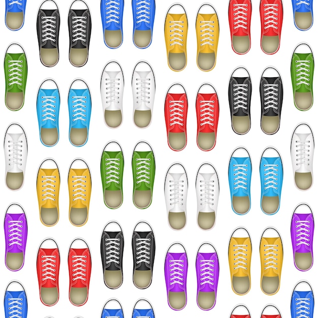 zapatillas de deporte de color detallado 3d realistas par de patrón sin costuras vector de fondo