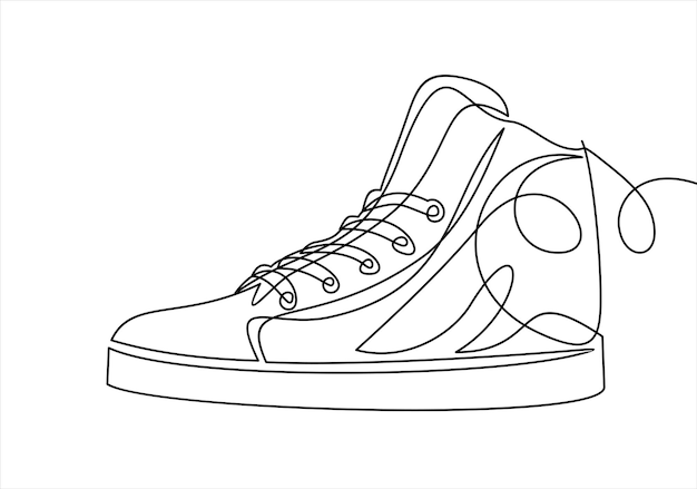 Zapatillas de deporte de dibujo continuo de una línea.