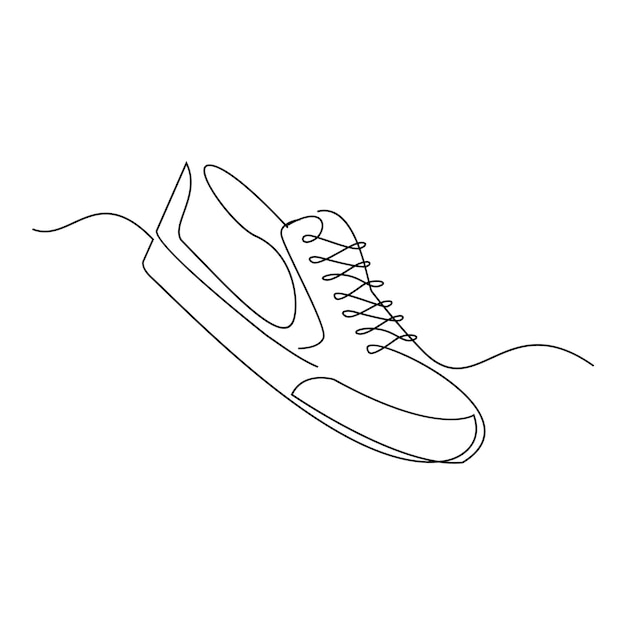 Zapatillas de deporte de dibujo de línea continua vectorial
