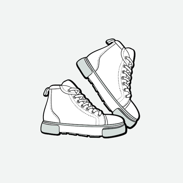 Zapatillas de deporte par aislado ilustración vectorial dibujada a mano zapatos en blanco y negro botas deportivas dibujadas a mano para el logotipo póster postal folleto de moda folleto zapatillas de deporte de dibujo vectorial zapatillas deportivas