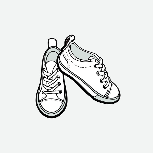 Zapatillas de deporte par aislado ilustración vectorial dibujada a mano zapatos en blanco y negro botas deportivas dibujadas a mano para el logotipo póster postal folleto de moda folleto zapatillas de deporte de dibujo vectorial zapatillas deportivas