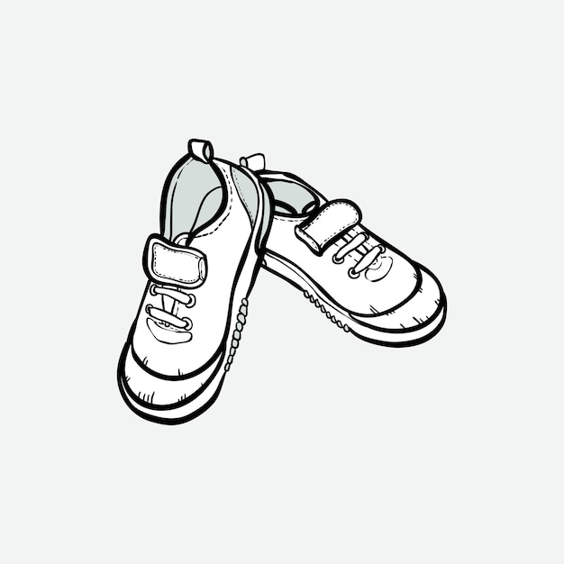 Zapatillas de deporte par aislado ilustración vectorial dibujada a mano zapatos en blanco y negro botas deportivas dibujadas a mano para el logotipo póster postal folleto de moda folleto zapatillas de deporte de dibujo vectorial zapatillas deportivas