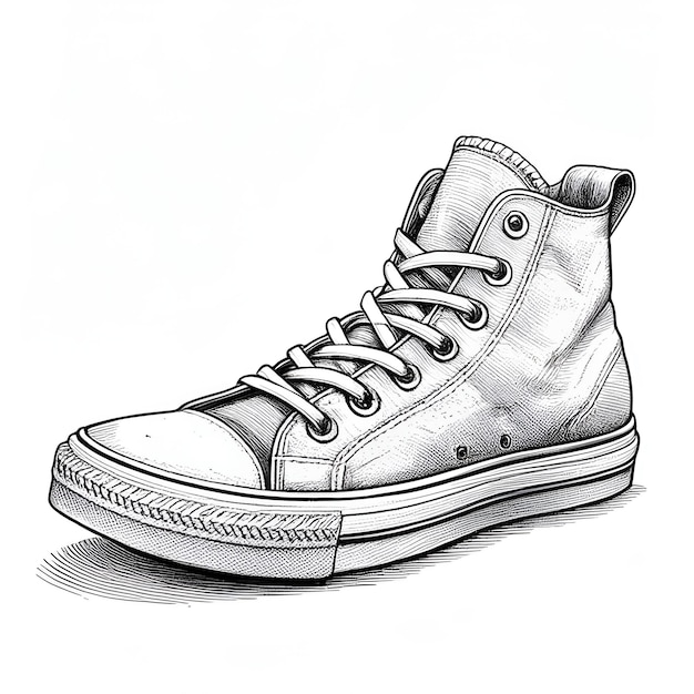 zapatillas de deporte vector dibujo boceto monocromo estilo de grabado monocromático en blanco y negro