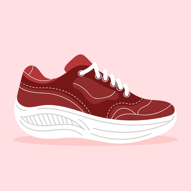 Zapatillas deportivas rojas en fondo rosa zapatillas de deporte de moda vista lateral concepto de zapato colorido