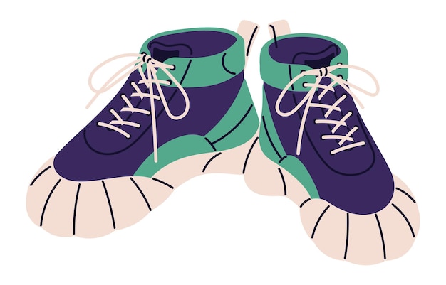 Zapatillas feas de moda con suela gruesa zapatos unisex en estilo deportivo entrenadores cómodos para correr modelo de calzado de moda botas de gimnasio con estilo ilustración vectorial aislada plana sobre fondo blanco