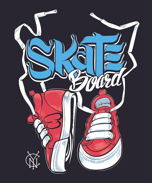 Zapatillas y letras de skateboard