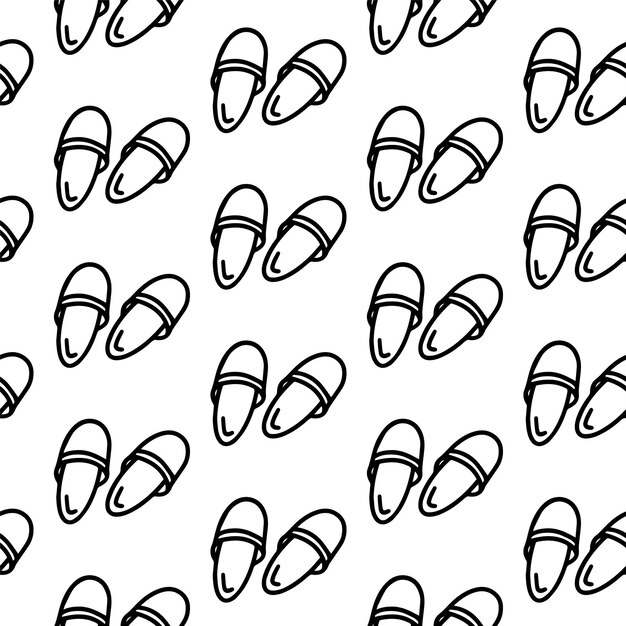 zapatillas patrón sin costura flip flops patrón de contorno garabateado con zapatillas aisladas en zapatillas blancas