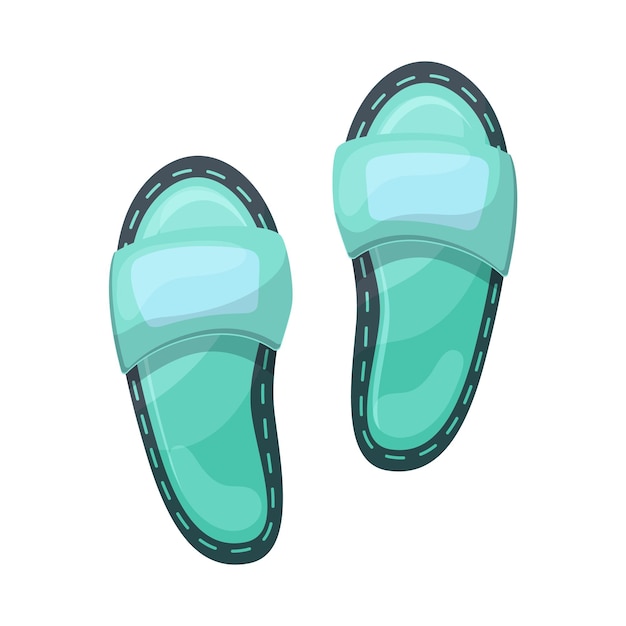 Zapatillas de playa Chanclas azules en estilo de dibujos animados Ilustración vectorial aislado en blanco