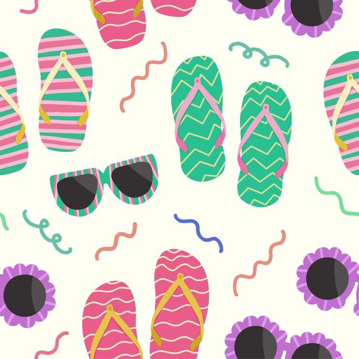 Vector zapatillas de verano de playa patrón sin costuras patrón