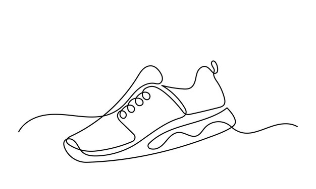 Zapatillas zapatillas deportivas Vector dibujo de líneas continuas de ilustración de zapatillas de moda Arte de líneas moderno