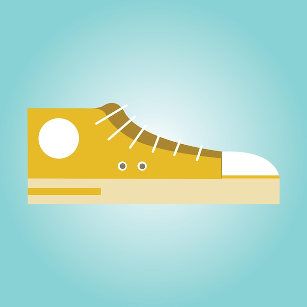 Un zapato amarillo con un círculo blanco en la parte inferior.