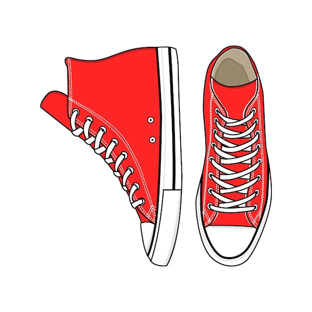 Zapato Converse Rojo Alto Vector De Imagen E Ilustración