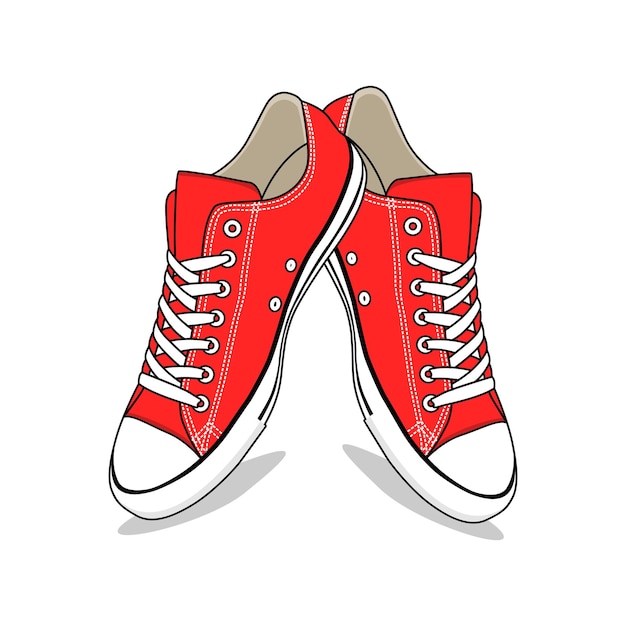 Zapato Converse Rojo Bajo Vector De Imagen E Ilustración