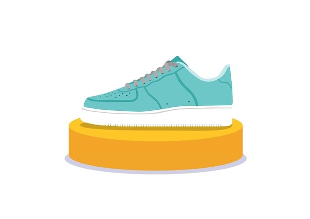 Zapato deportivo turquesa en plataforma amarilla