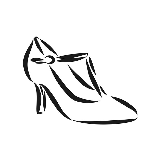 Zapato de mujer, dibujo vectorial, zapato de mujer, ilustración de dibujo vectorial