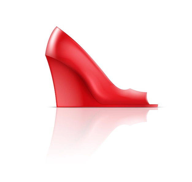 Zapato de mujer rojo elemento de atuendo femenino clásico para evento de lujo de negocios icono de calzado aislado