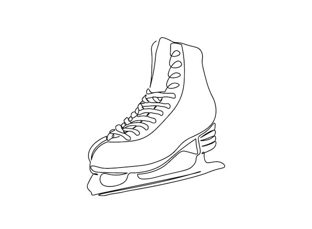 Zapato de patinaje sobre hielo arte de una sola línea dibujo, ilustración vectorial de una línea