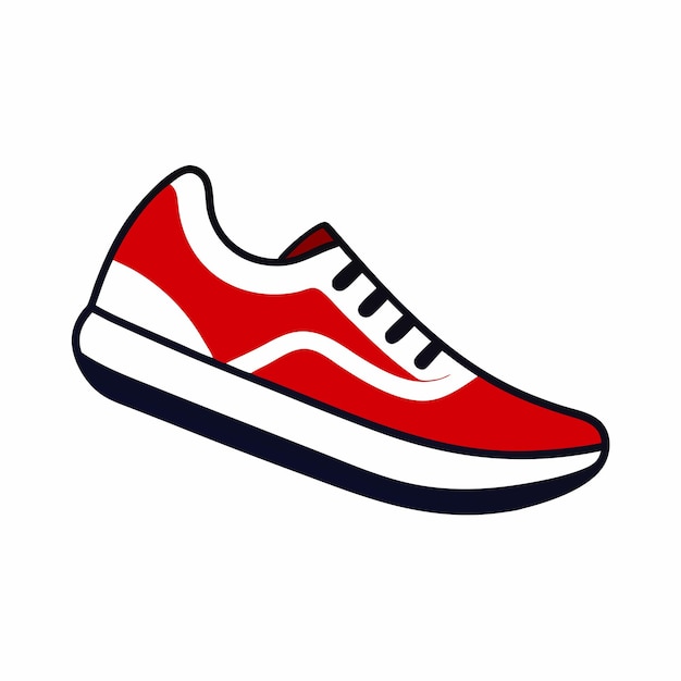 un zapato rojo y blanco con una franja blanca