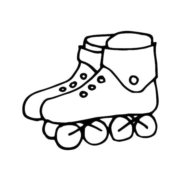 zapatos deportivos ilustración de garabateo vectorial patines aislados sobre fondo blanco dibujos a mano con pluma negra sobre el tema de la actividad de estilo de vida saludable