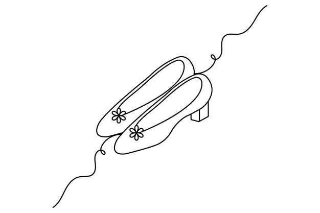 Zapatos con dibujo continuo de una línea sobre fondo blanco