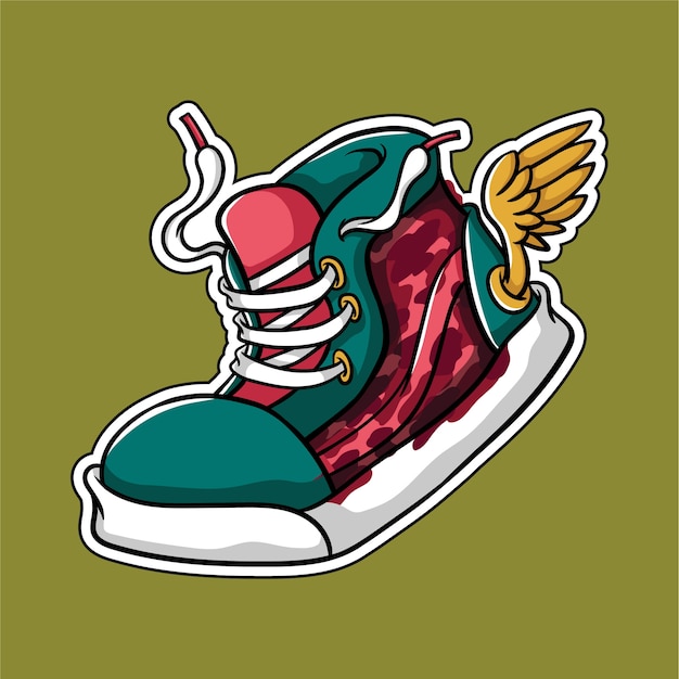 Vector zapatos con diseño de la etiqueta de las alas.