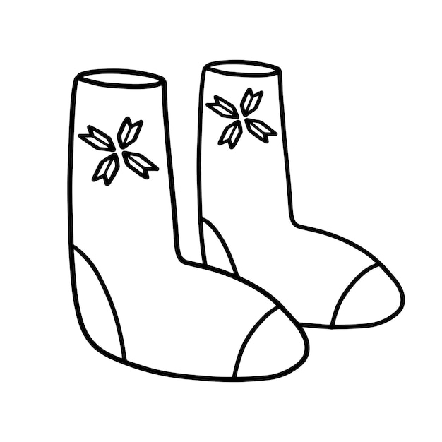 Zapatos de fieltro al estilo Doodle Zapatos cálidos de invierno Valenki zapatos tradicionales rusos ilustración vectorial dibujada a mano