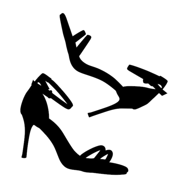 Vector zapatos de mujer de silueta sobre fondo blanco