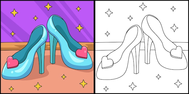 Zapatos de princesa con tacones para colorear ilustración