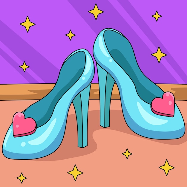 Vector zapatos de princesa con tacones de dibujos animados de colores