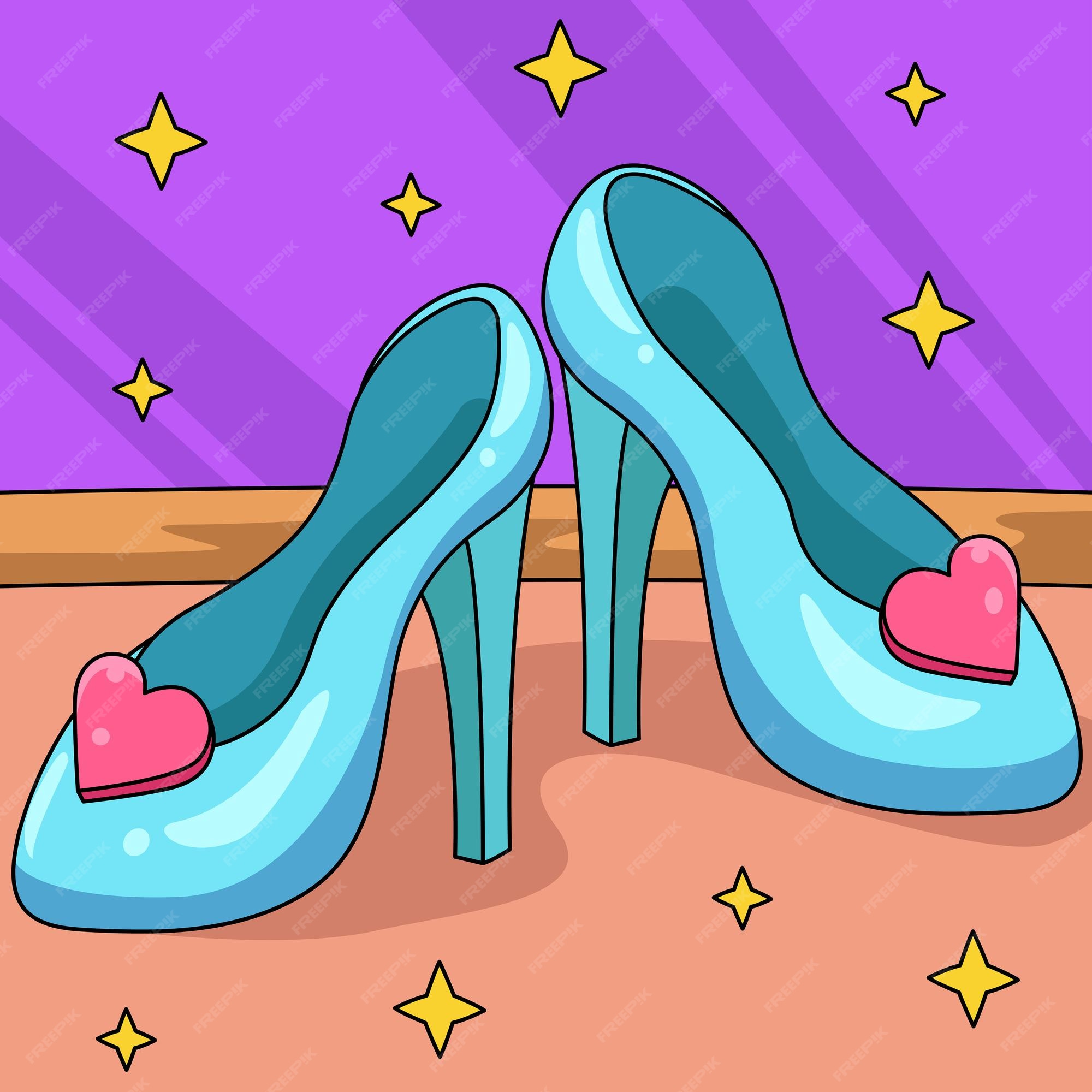 Zapatos de princesa con tacones de dibujos animados de colores | Vector  Premium