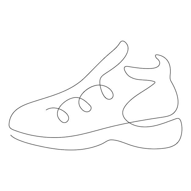 Zapatos de un solo dibujo de línea continua Zapatos deportivos dibujados en un estilo artístico de una línea