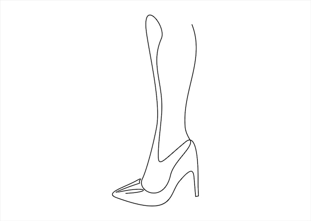 Zapatos de tacón alto. Dibujo de línea continua