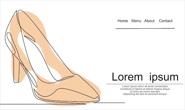 zapatos de tacón alto para mujer. Arte de línea continua o dibujo de una línea