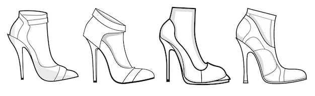 Zapatos de tacón alto para mujer Ilustración vectorial sobre un fondo blanco