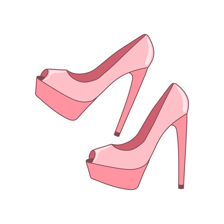 Vector zapatos de tacón rosa para mujer en estilo retro ropa y accesorios vector de ilustración