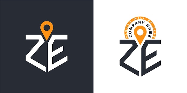 ZE Location Logo Bundle Letter ZE Logo Dual Vector Icons para el reclutamiento y la navegación