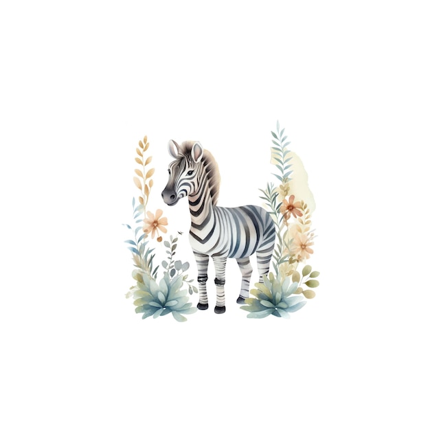 Vector zebra naturaleza acuarela clipart dos dimensiones colores neutros para niños