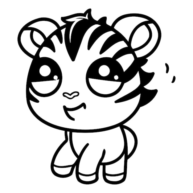 Zebra, un personaje de dibujos animados, ilustración vectorial aislada sobre un fondo blanco